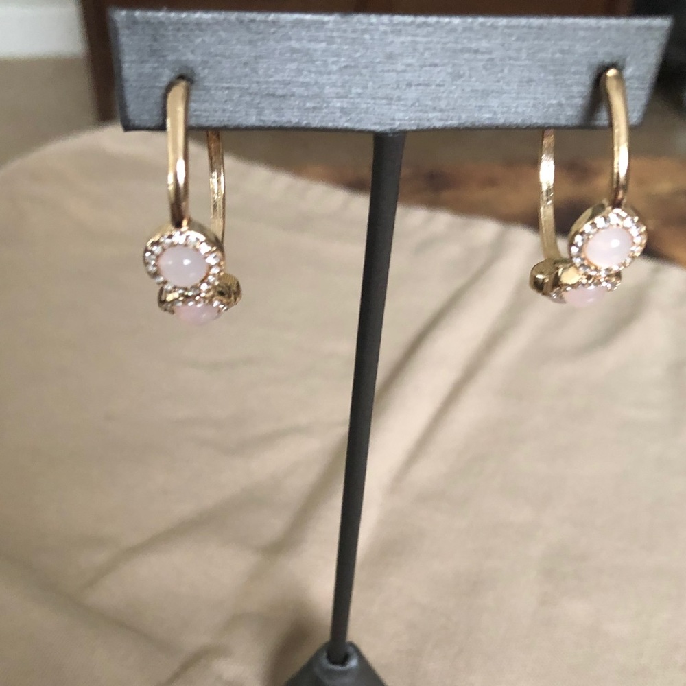 Gold and faux pink opal earrings. Worn once.